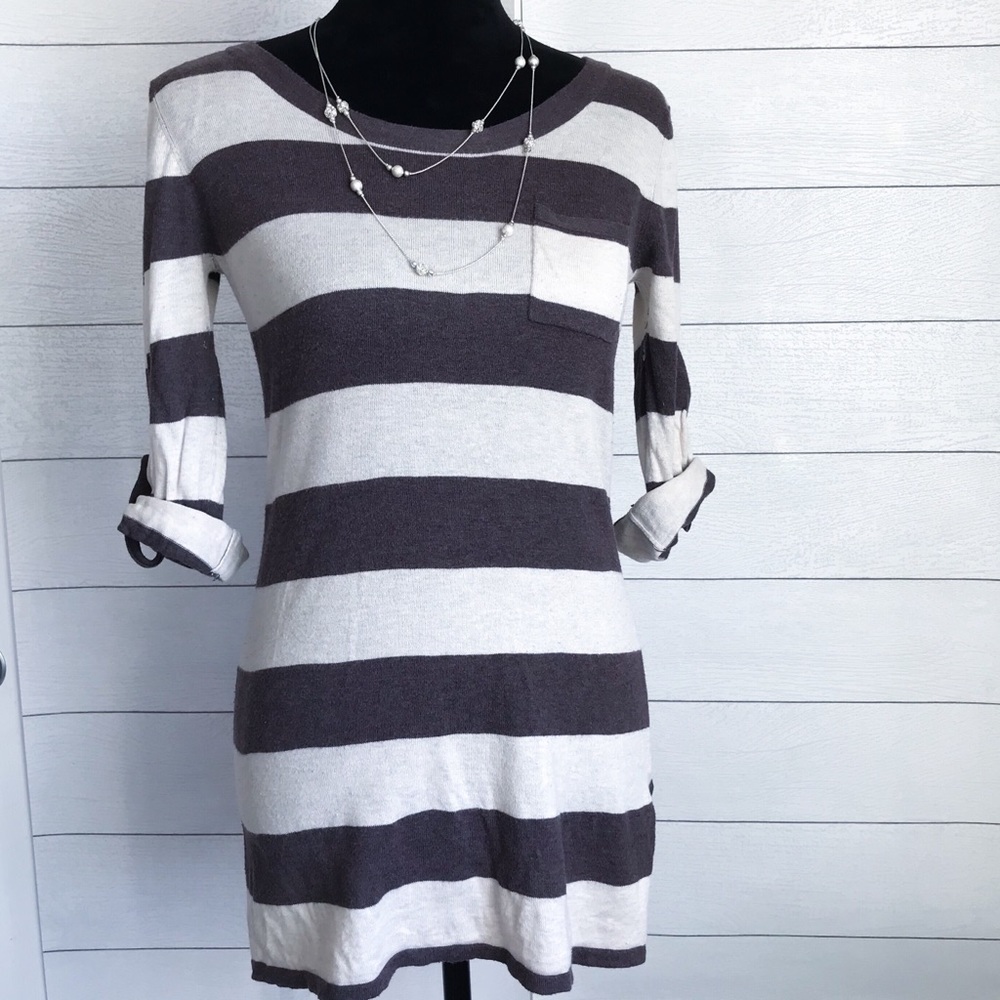 Kaisley 3/4 Sleeve Striped Tunic top
